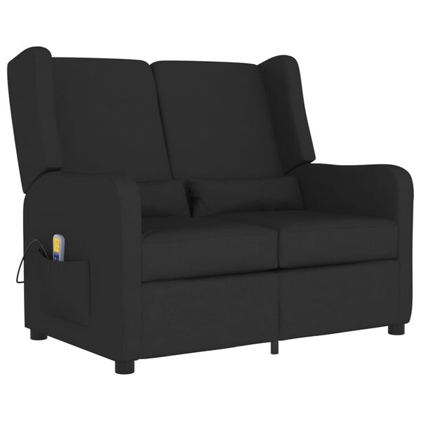 vidaXL Nagibni masažni dvosjed od tkanine crni