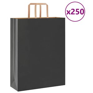 vidaXL Papirnate vrećice 250 kom s ručkama crne 32x12x42 cm