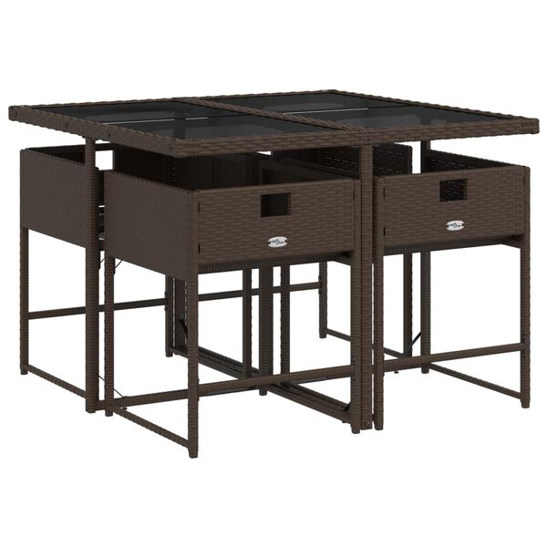 vidaXL 5-dijelni vrtni blagovaonski set s jastucima poliratan smeđi