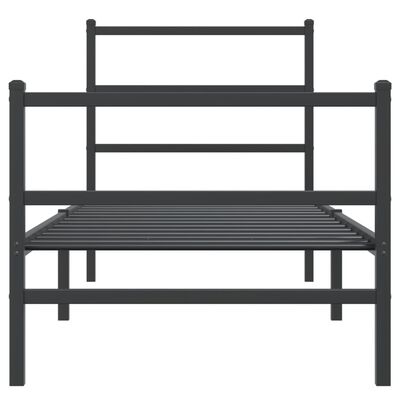 vidaXL Metalni okvir kreveta s uzglavljem i podnožjem crni 75 x 190 cm
