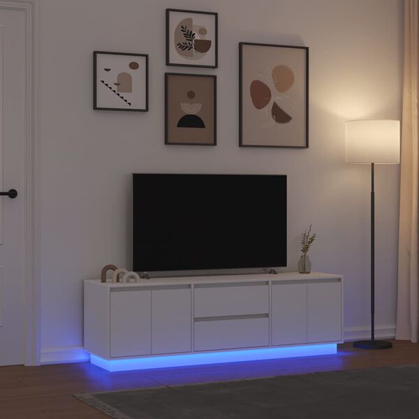 vidaXL TV ormarić s LED svjetlima bijeli 160,5x41x50 cm