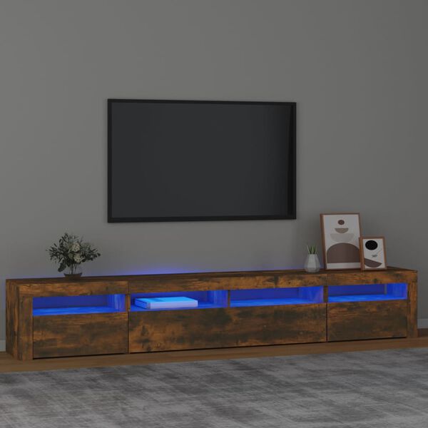vidaXL TV ormarić s LED svjetlima boja dimljenog hrasta 240x35x40 cm
