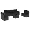 vidaXL 9-dijelni set vrtnih sofa s jastucima crni od poliratana