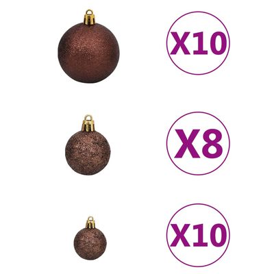 vidaXL Umjetno osvijetljeno božićno drvce i kuglice srebrno 240 cm PET