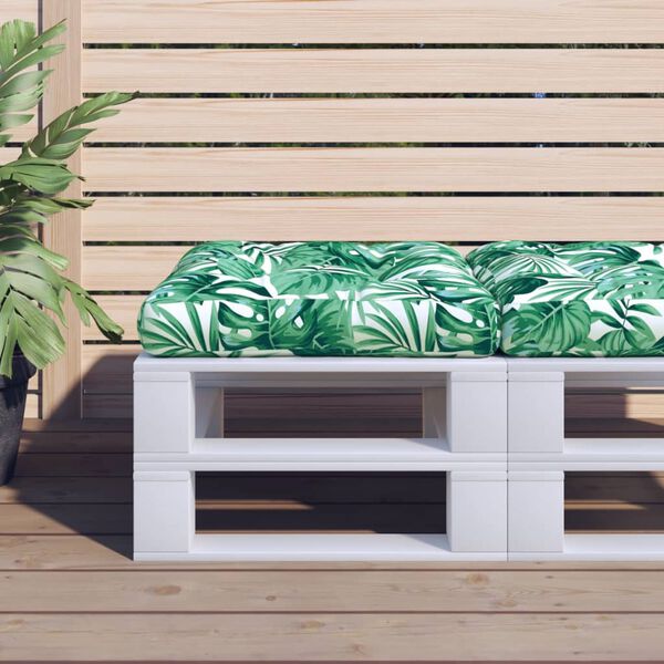 vidaXL Jastuk za palete s uzorkom li&scaron;ća 50 x 50 x 12 cm od tkanine