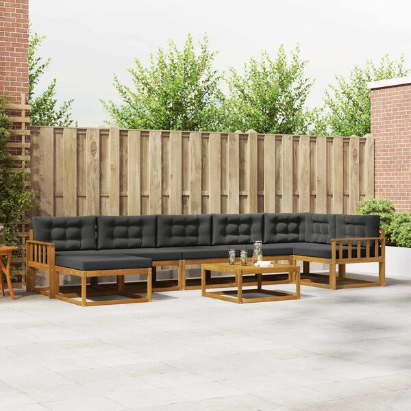 vidaXL Set vanjskih sofa s jastukom 8 pcs Prirodna i antracit