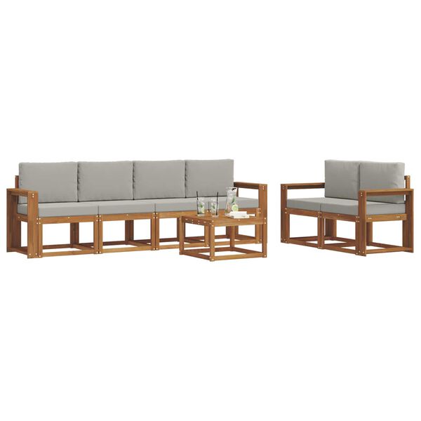 vidaXL Set vanjskih sofa s jastukom 7 pcs Prirodna i svijetlo siva