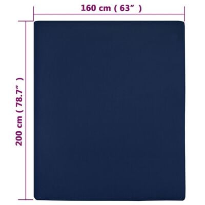vidaXL Plahta s gumicom od žerseja modra 160x200 cm pamučna