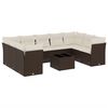 vidaXL 10-dijelni set vrtnih sofa od poliratana s jastucima smeđi