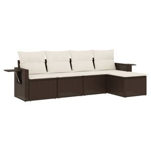 vidaXL 5-dijelni set vrtnih sofa s jastucima poliratan smeđi