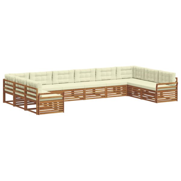 vidaXL Setovi sofa 10 pcs Prirodna i krem Čvrsto drvo akacije