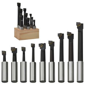 vidaXL Rezači za bu&scaron;enje 9 kom 12 mm s drvenom bazom