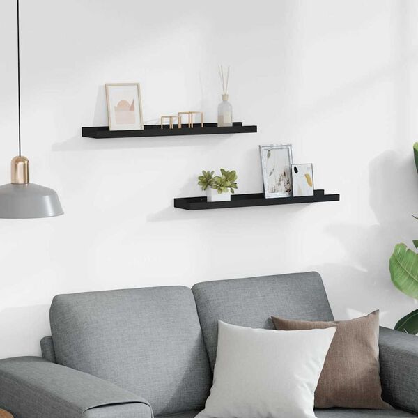 vidaXL Zidne police za fotografije 2 kom crne 60 x 9 x 3 cm MDF