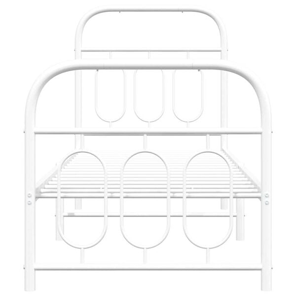 vidaXL Metalni okvir kreveta uzglavlje i podnožje bijeli 75x190 cm