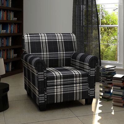 vidaXL Sofa fotelja od tkanine s jastukom crna