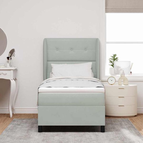 vidaXL Krevet s opruga kutije Svijetlo siva 190 x 90 cm Poliester