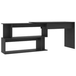 vidaXL Kutni radni stol sivi 200 x 50 x 76 cm od konstruiranog drva