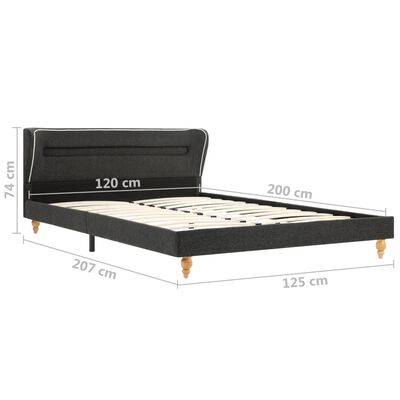 vidaXL Okvir za krevet od jute s LED svjetlom tamnosivi 120 x 200 cm