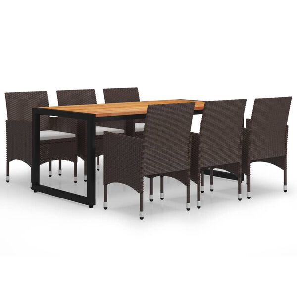 vidaXL 7-dijelni vrtni blagovaonski set smeđi