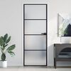 vidaXL Sobna vrata tanka crna 76 x 201,5 cm kaljeno staklo i aluminij