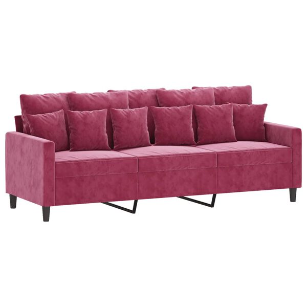 vidaXL 3-dijelni set sofa s jastucima crvena boja vina bar&scaron;unasti