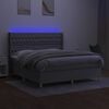 vidaXL Krevet box spring s madracem LED svjetlosivi 160x200 cm tkanina