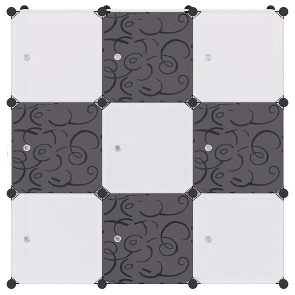 vidaXL Kockasti Ormarić za Pohranu s 9 Odjeljaka Crno Bijeli