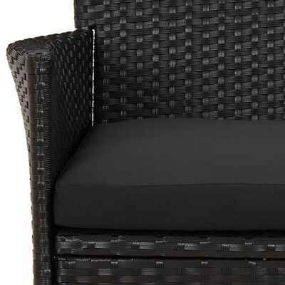 vidaXL 3-dijelni vrtni bistro set od poliratana s jastucima crni
