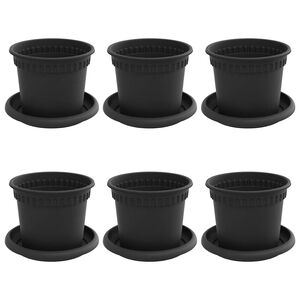 vidaXL Saksije za biljke 6 pcs Crna &Oslash; 12,5 x 10 cm Plastika