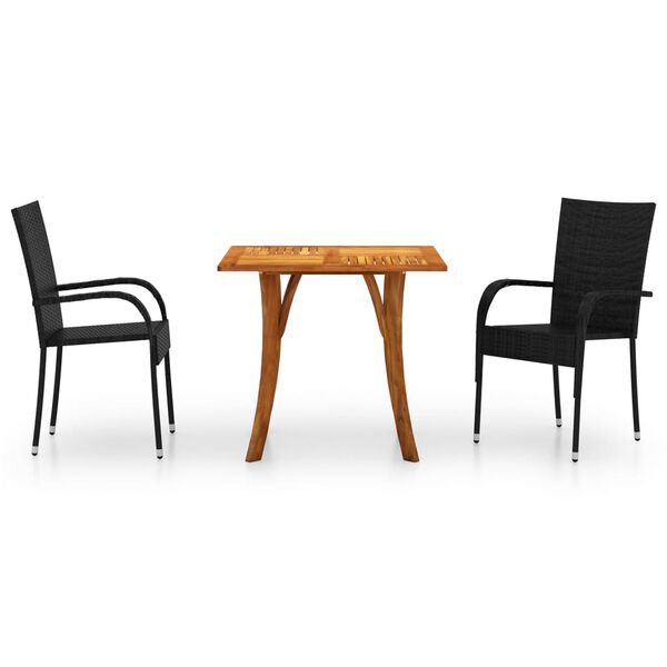 vidaXL 3-dijelni vrtni blagovaonski set crni