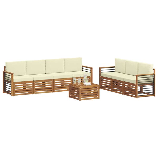 vidaXL Setovi sofa 8 pcs Prirodna i krem Čvrsto drvo akacije