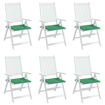 vidaXL Jastuci za vrtne stolice 6 kom zeleni 40 x 40 x 3 cm od tkanine