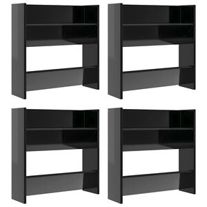 vidaXL Zidni ormarići za cipele 4 kom sjajni crni 60x18x60 cm drveni