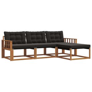 vidaXL Set vanjskih sofa s jastukom 4 pcs Prirodna i crna