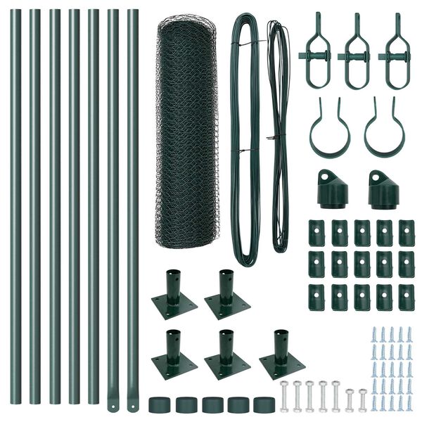 vidaXL Stup za ogradu Zelena 10 x 0,4 m (mreža 13 mm) Čelik i PVC