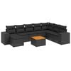 vidaXL 9-dijelni set vrtnih sofa s jastucima crni od poliratana