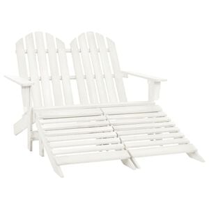 vidaXL Vrtni dvosjed Adirondack od jelovine s otomanom bijeli