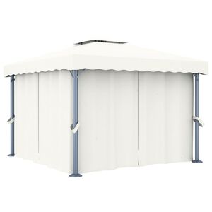 vidaXL Sjenica sa zastorom 3 x 3 m krem bijela aluminijska