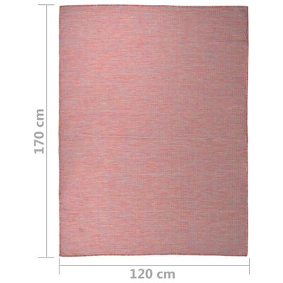 vidaXL Vanjski tepih ravnog tkanja 120 x 170 cm crveni