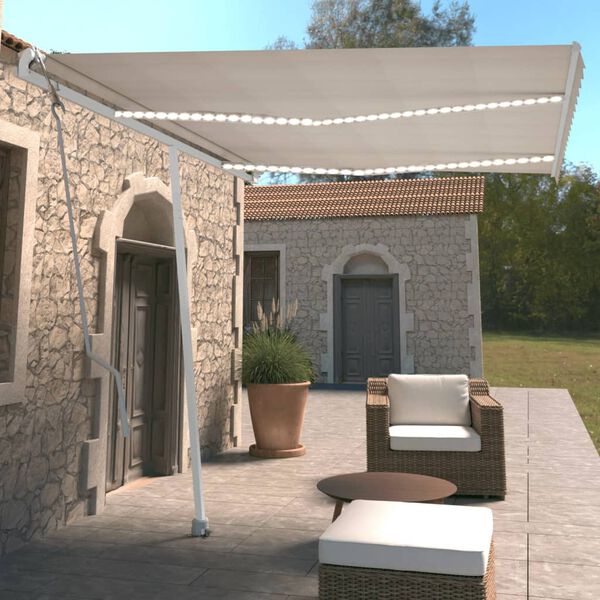 vidaXL Automatska tenda sa senzorom za vjetar LED 350x250 cm krem