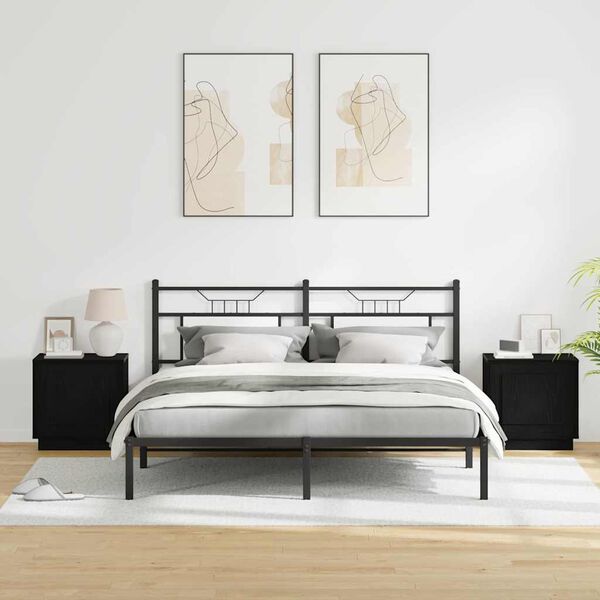 vidaXL Noćni ormar 2 pcs Crna 44 x 34,5 x 45 cm Konstruirano drvo