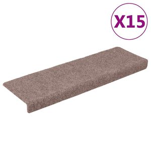 vidaXL Prostirke za stepenice samoljepljive 15 kom 65x21x4 cm svijetlosmeđa pravokutni rub