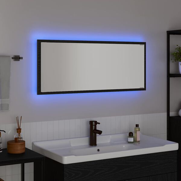 vidaXL Ogledalo Zidne Crni hrast 90 x 8,5 x 37 cm Konstruirano drvo