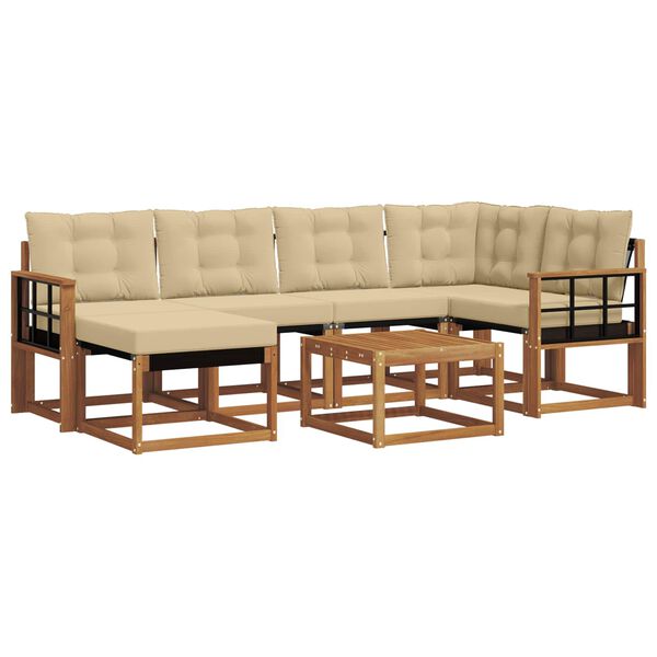 vidaXL Set vanjskih sofa s jastukom 7 pcs Prirodna i bež