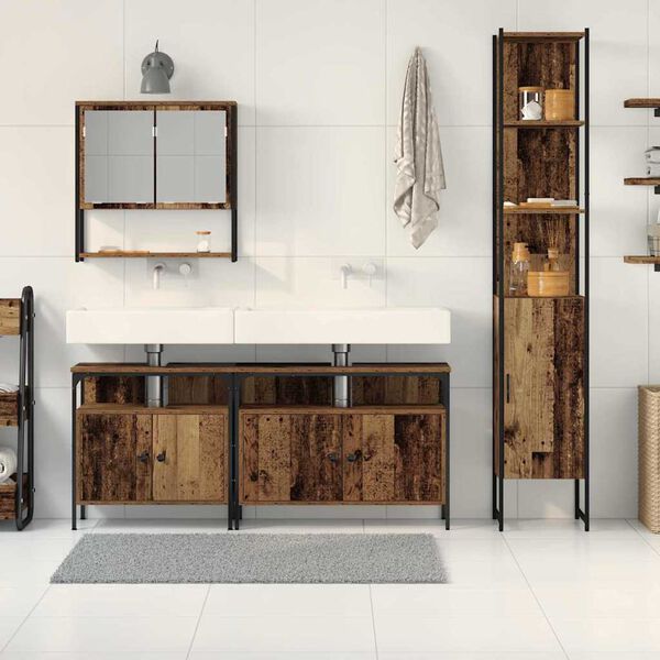 vidaXL Set namje&scaron;taja za kupaonicu 4 pcs Staro drvo Konstruirano drvo