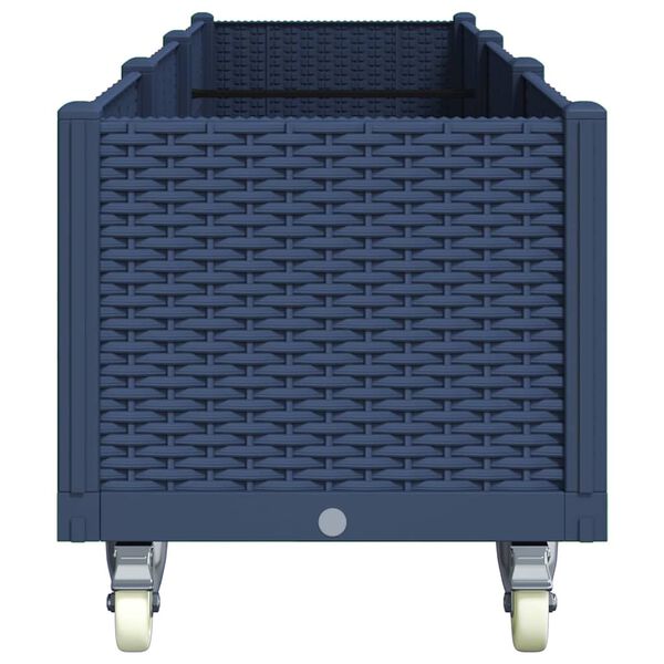 vidaXL Vrtna sadilica s kotačima plava siva 240x50x54 cm PP