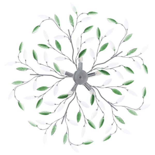 vidaXL Stropna svjetiljka s akrilnim lišćem za 5 žarulja E14 zelena