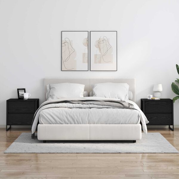 vidaXL Noćni ormarić s ladicama 2 pcs Crni hrast 50 x 39.5 x 50 cm