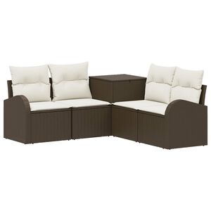 vidaXL Set sofe 5 kom. Smeđa i krem bijela 179 x 179 x 85 cm