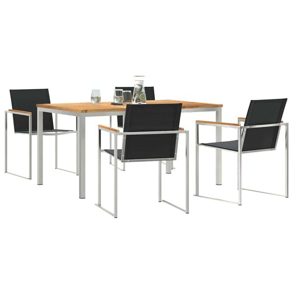 vidaXL Vrtni set za objed 5 pcs Smeđa Čvrsto teak drvo